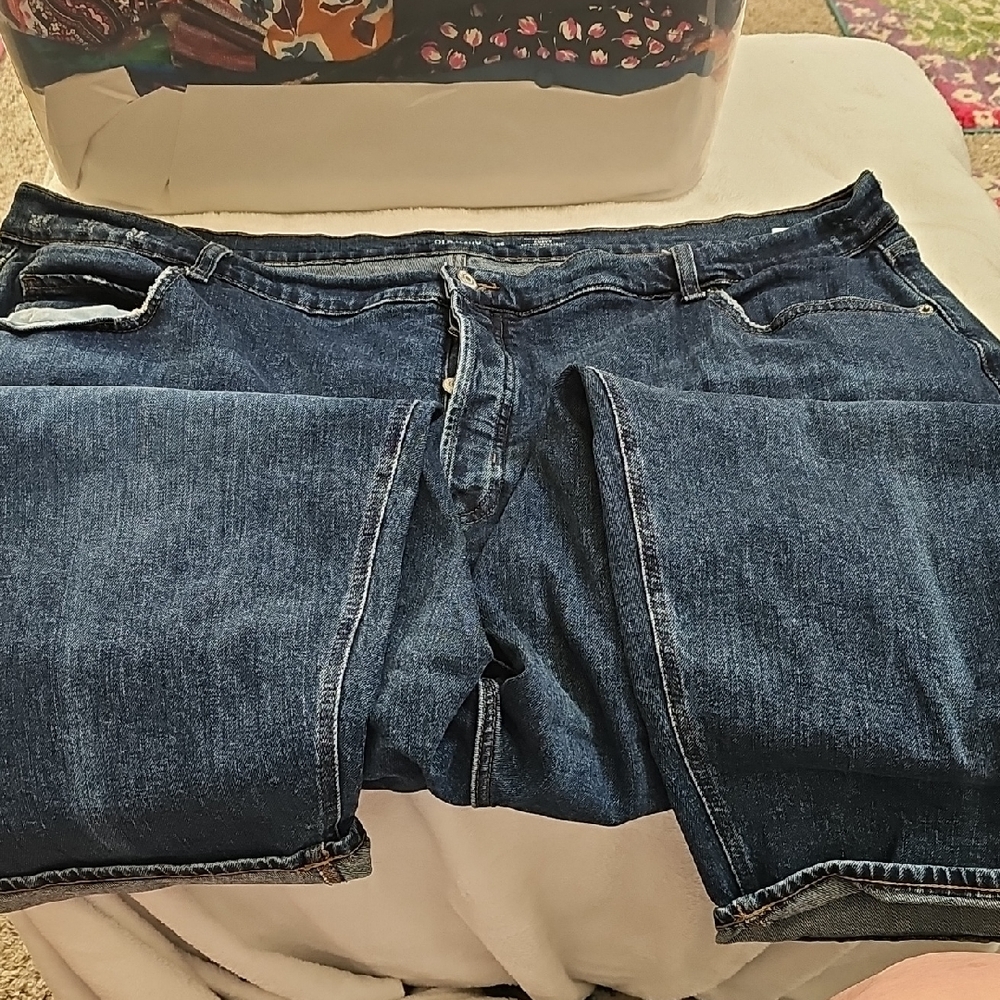 Old Navy Curvy Sky-Hi Straight Jeans in Dark Blue